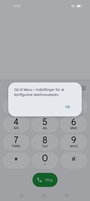 Hvis din telefonsvarer ikke er sat op, vælg OK