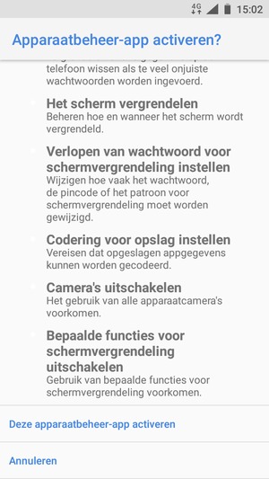 Scroll naar beneden en selecteer Deze apparaatbeheer-app activeren