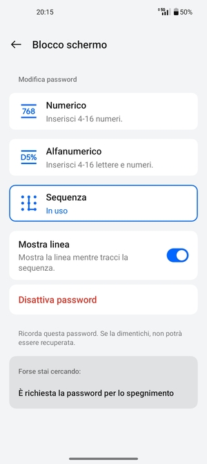 Il tuo telefono è ora protetto dal blocco schermo