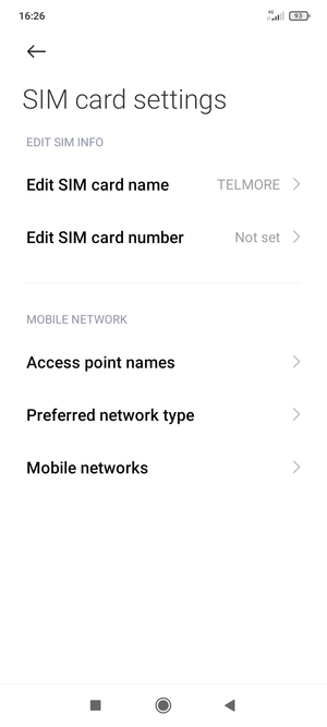 Select Preferred network type