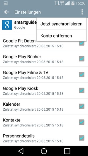 Wählen Sie die Menü-Taste und wählen Sie Jetzt synchronisieren