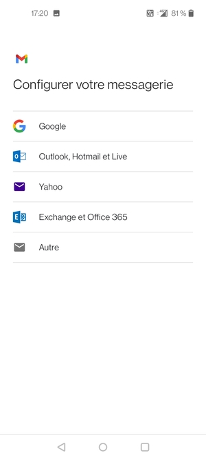 Sélectionnez Exchange et Office 365