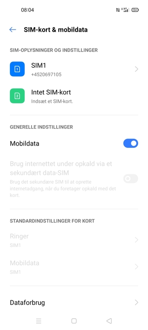 Vælg SIM1 eller SIM2