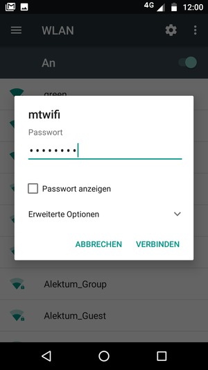 Geben Sie das WLAN-Passwort ein und wählen Sie VERBINDEN