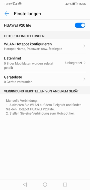 Ihr Handy ist jetzt für die Verwendung als Modem eingerichtet