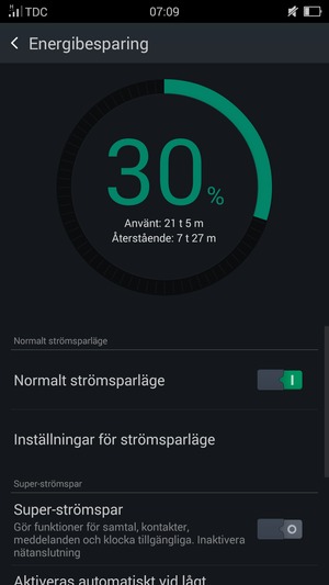 Välj Inställningar för strömsparläge