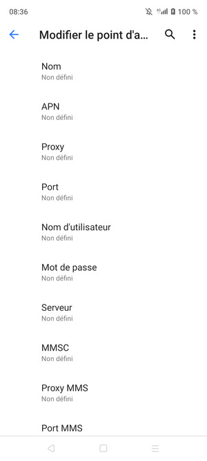 Saisissez les informations MMS