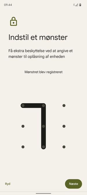 Tegn et oplåsningsmønster og vælg Næste