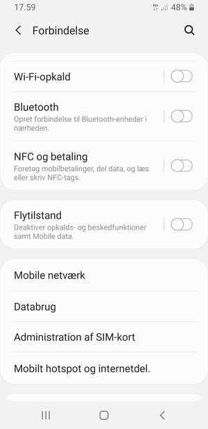 Scroll til og vælg Mobile netværk