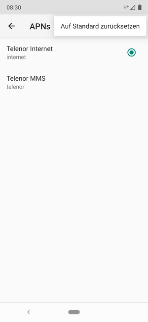 Wählen Sie Auf Standard zurücksetzen