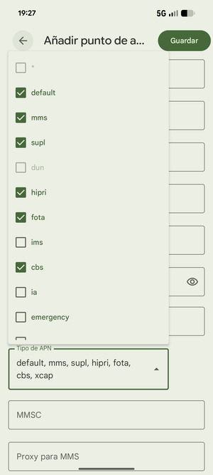 Desmarque la casillas de verificación
