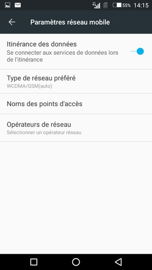 Activer ou désactiver Itinérance des données