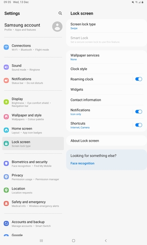To activate your screen lock, go to the Settings menu and select Lock screen