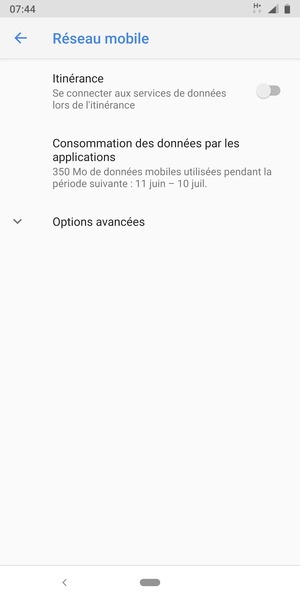 Pour changer de réseau en cas de problèmes de réseau, sélectionnez Options avancées