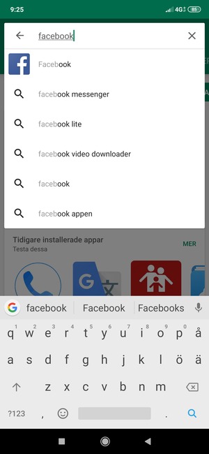 Ange app-namnet och välj Sök