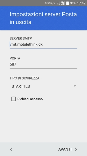 Deseleziona la casella di controllo Richiedi accesso e seleziona TIPO DI SICUREZZA