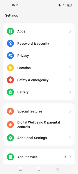 Scroll to and select Password & security