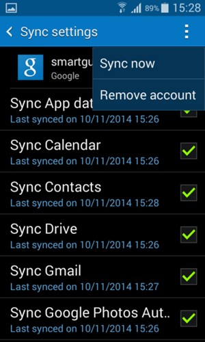 Select the Menu button and select Sync now
