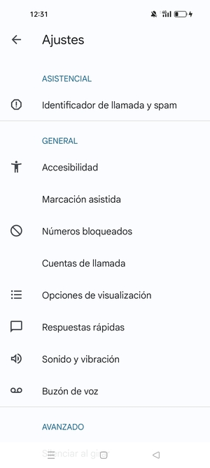 Desplácese y seleccione Buzón de voz