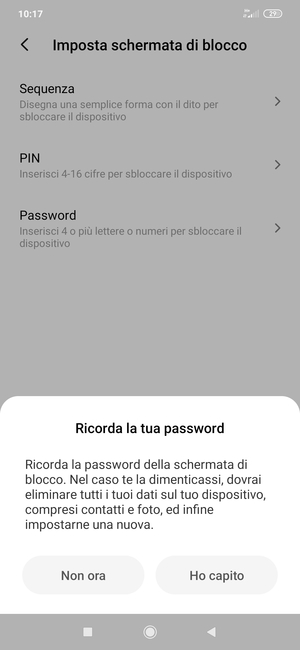 Seleziona Ho capito