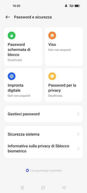 Seleziona Sicurezza sistema