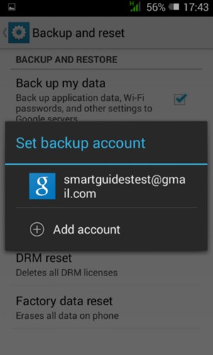 Select your backup account