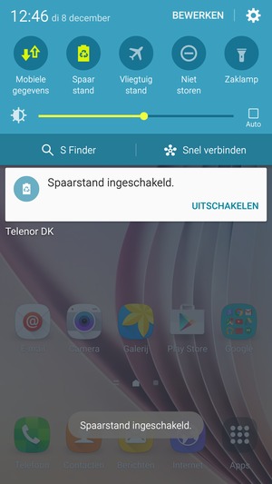 Schakel Spaarstand in