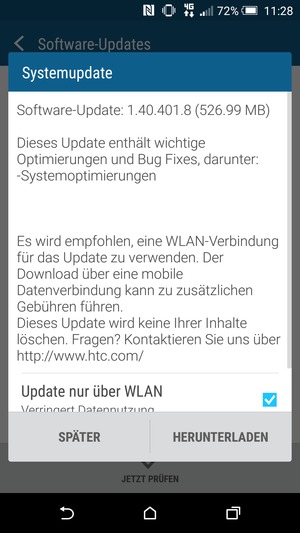 Falls Ihr Handy nicht aktualisiert ist, wählen Sie HERUNTERLADEN