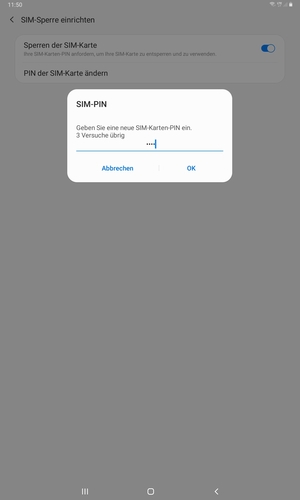 Geben Sie Ihre Neue PIN der SIM-Karte ein und wählen Sie OK