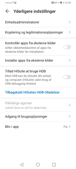 Vælg Kryptering og legitimationsoplysninger