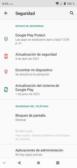 Seleccione Bloqueo de pantalla