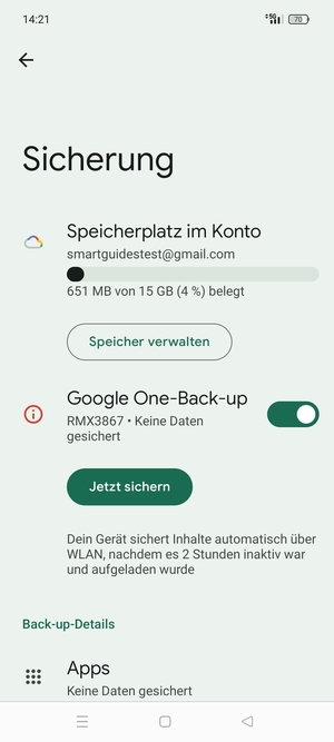 Wählen Sie Speicherplatz im Konto