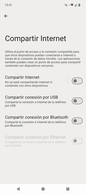 Seleccione Compartir Internet
