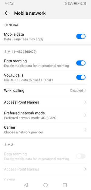 Turn Data roaming on or off
