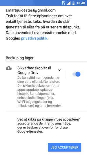 Vælg JEG ACCEPTERER