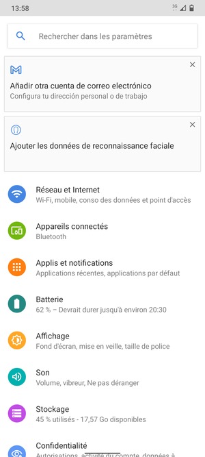 Sélectionnez Réseau et Internet