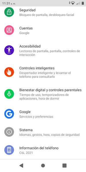 Desplácese y seleccione Sistema