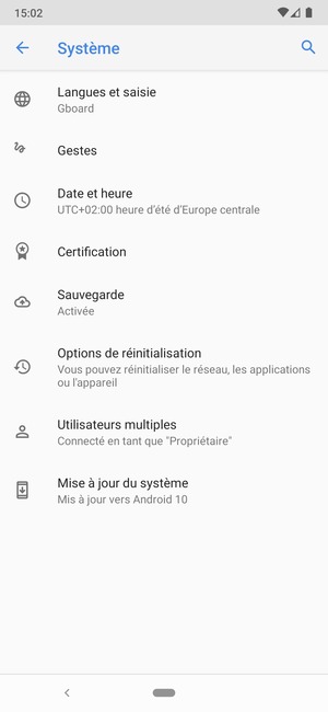 Sélectionnez Mise à jour du système