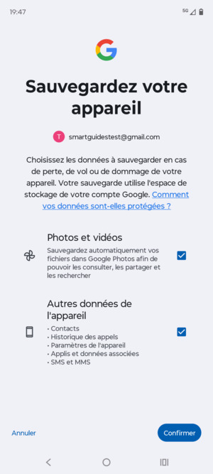 Sélectionnez votre options préférées et sélectionnez Confirmer