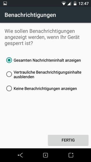 Wählen Sie die gewünschte Option und wählen Sie FERTIG