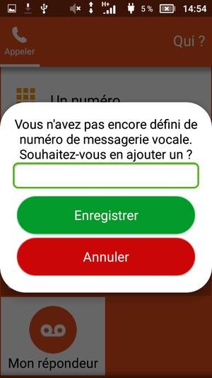 Saisissez le Numéro de la messagerie vocale et sélectionnez Enregistrer