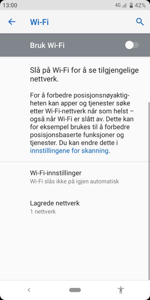 Slå på Bruk Wi-Fi