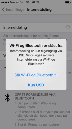 Vælg Slå Wi-Fi og Bluetooth til
