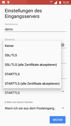 Wählen Sie Keiner und WEITER