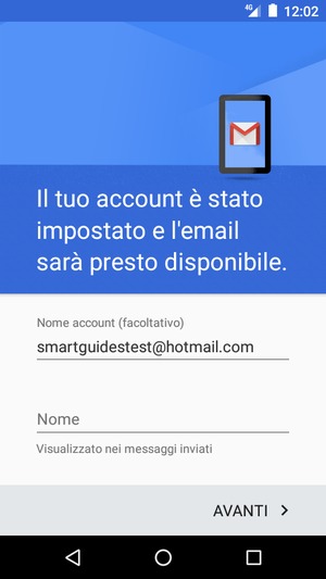 Scegli un nome per il tuo account e inserisci il tuo nome. Seleziona AVANTI