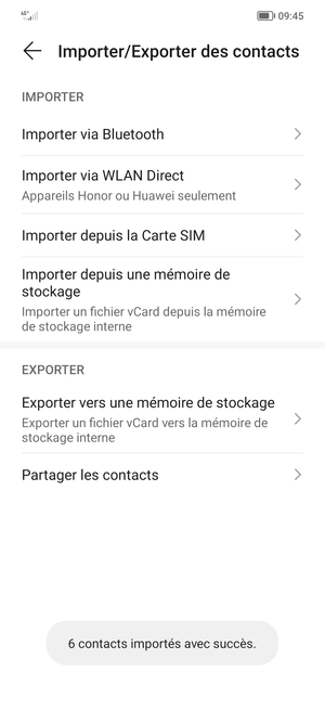 Vos contacts vont être enregistrés sur votre Honor