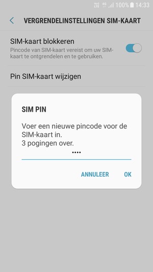Voer uw Nieuwe pincode voor de SIM-kaart in en selecteer OK