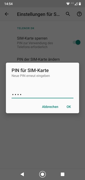 Bestätigen Sie Ihre neue PIN für die SIM-Karte und wählen Sie OK