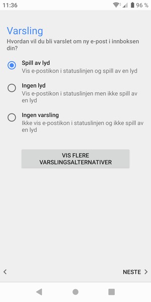 Velg ønsket alternativ og velg NESTE