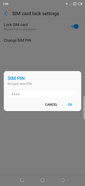 Confirm your new SIM PIN and select OK